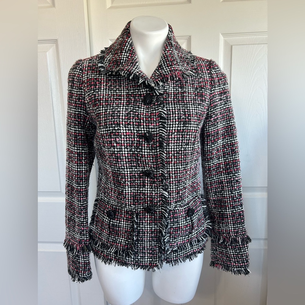 Chico’s Black and Pink Tweed Blazer Jacket